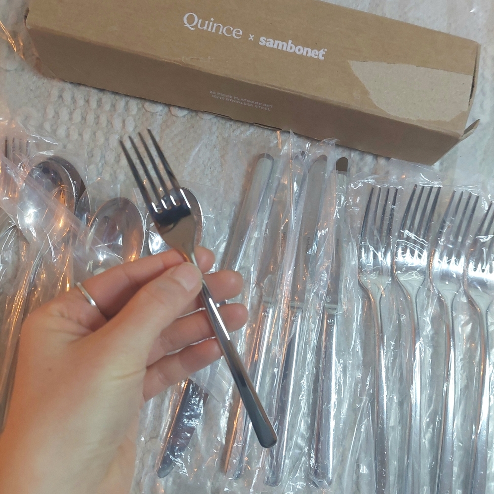 NEW! Quince- Sambonet Gia Minimalist 20 Piece Stainless Steel Flatware Set! (#G) - Picture 9 of 12